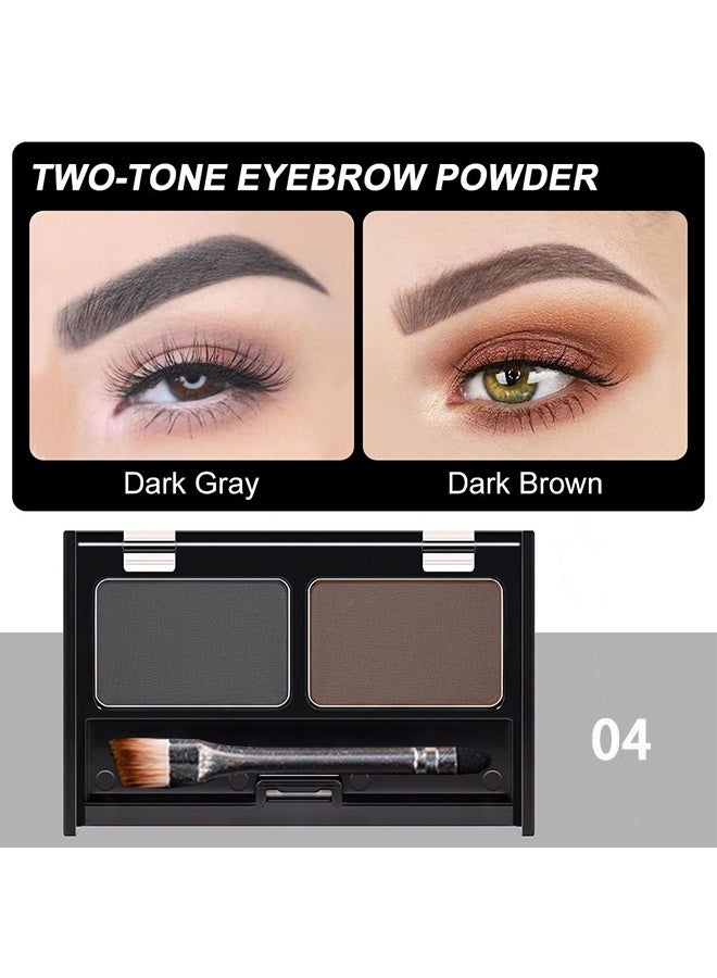 HUDA STORY Eye Brow Powder for Women, Medium Brown Eyebrow Powder Kit with Double-ended Eyebrow Brush, Long-Lasting Waterproof Two Colors, Purse-Friendly Compact, Cruelty Free (04) - Image 2